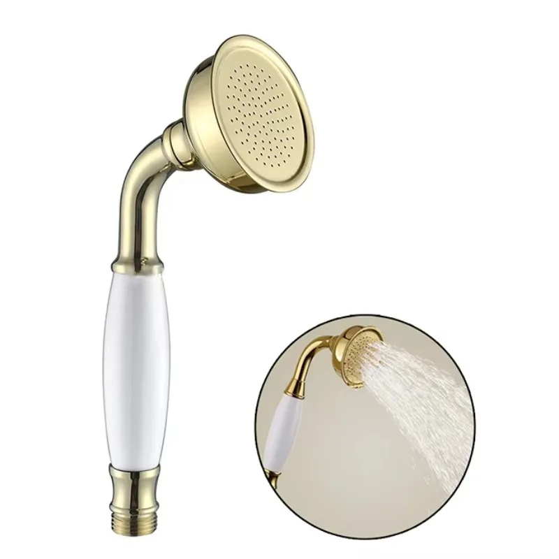 Buy products directly from china Retro style Brass Ceramics Telephone HandHeld Shower Head High Pressure gold shower