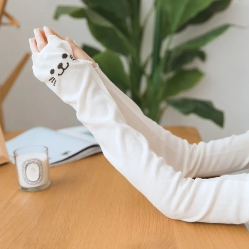 Lengan Lengan Kaki Kitty Tanpa Jari Lucu Perlindungan UV Penutup Lengan Cakar Kucing Tipis Katun Bernapas Lengan Atas Kucing Lolita