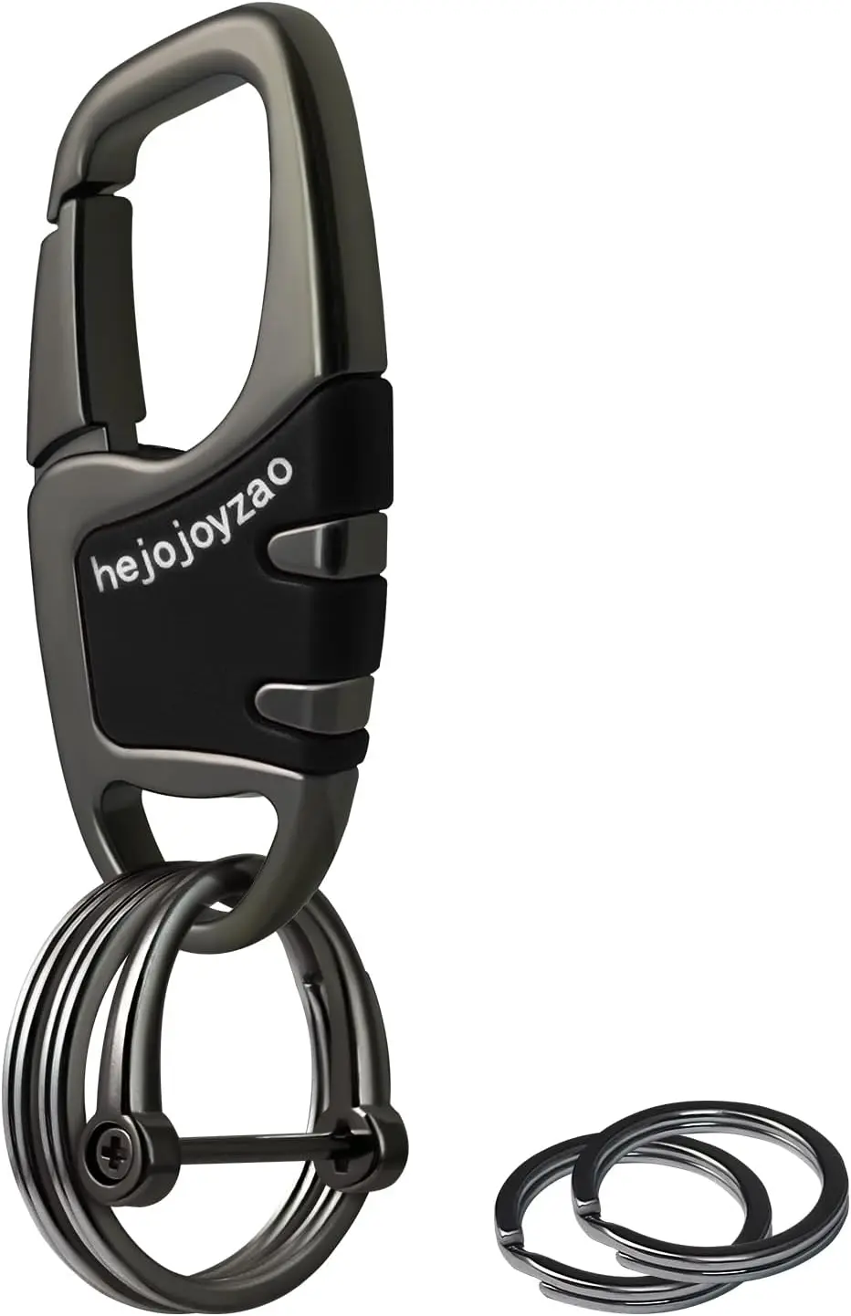 

Keychain with Carabiner Clip, 4 Heavy Duty Key Rings and D Ring for Men's Car Key Fob Holder Fits Belt Loops