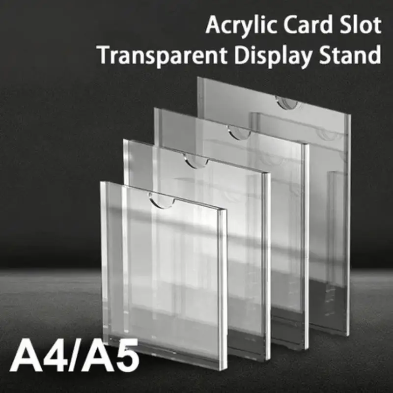 Clear Acrylic A4 A5 Wall Mount Display Stand Transparent Sign Holder for Menu Poster Certificate Cafe Restaurant Office Use