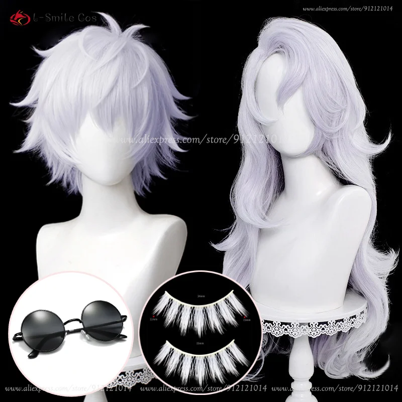 2 Styles Gojo Satoru Cosplay Wig Silver Purple Short Anime Wigs With Glasses Eyepatch Heat Resistant Hair Party Accessory Wigs