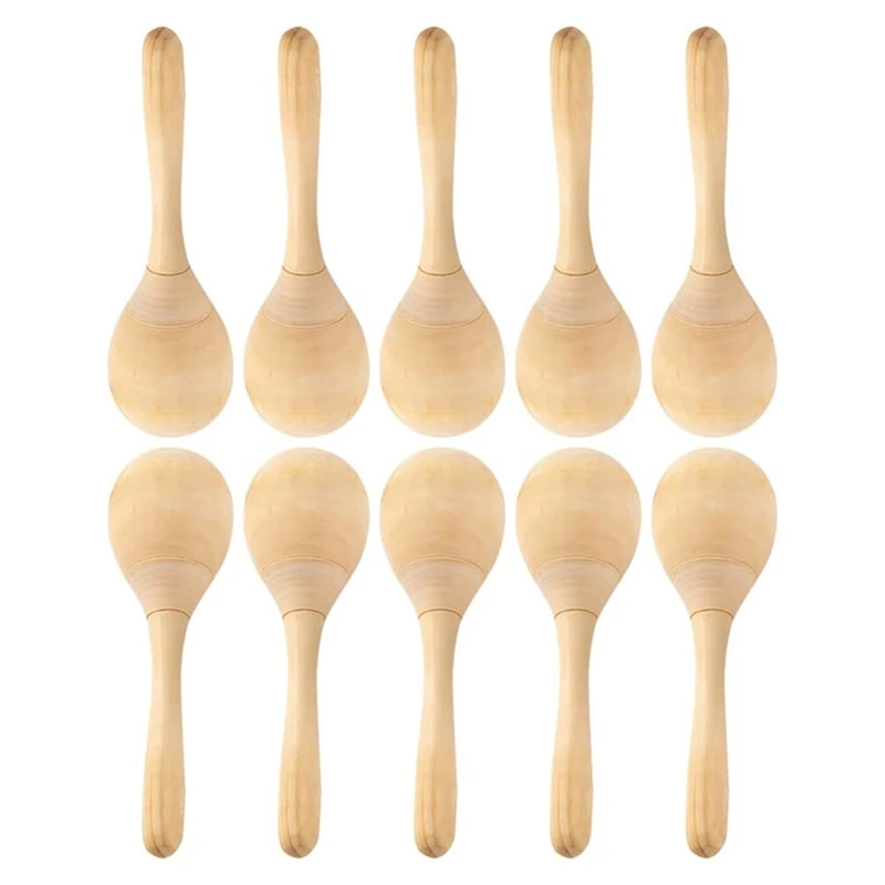 10Pcs Maracas Hand Percussion Rattles DIY Wood Maracas With Crisp Blow Sound For Music Party Favors Easy To Use