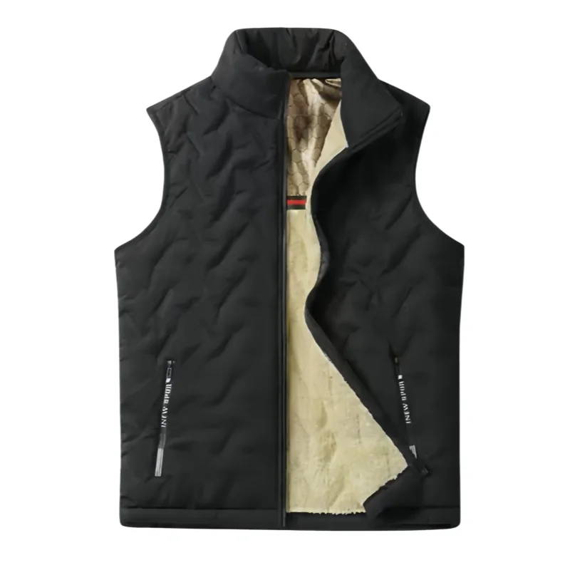 Men's Autumn and Winter Fleece-Lined Thickened Warm Vest Graphene Heating Vest with Lamb Wool Lining Windproof Large Size Jacket