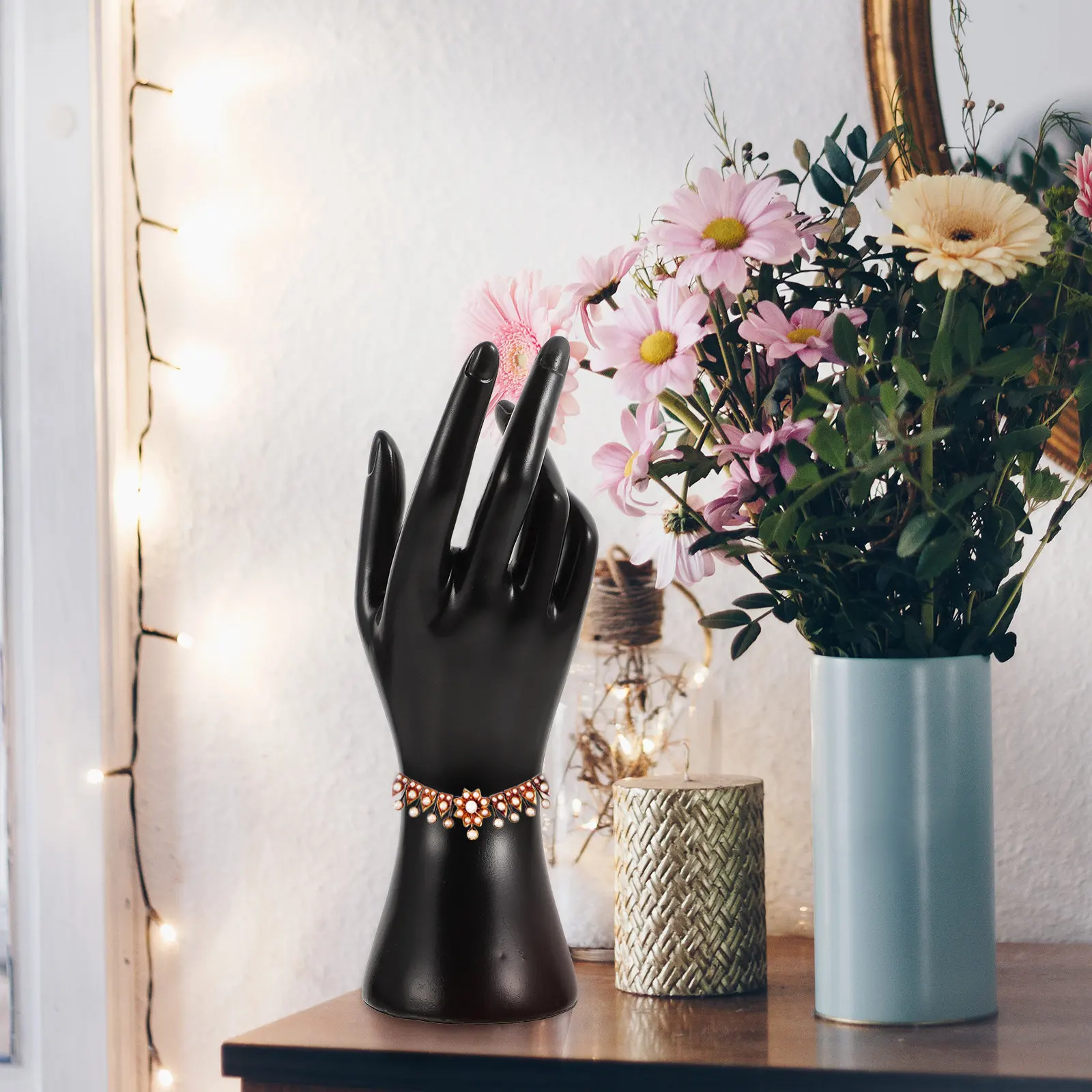 

1pc Hand Shaped Jewelry Storage Holder Premium Plastic Ring Bracelet Display Stand For Home Decor Craft Fair Use