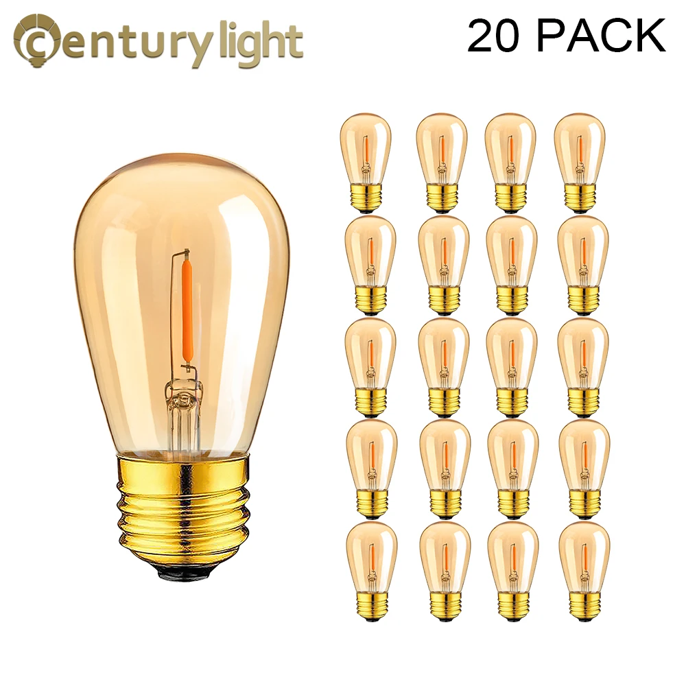 

Vintage ST45 Led Filament Bulb 1W Equal to 10W incandescant Lamp E27 Base Amber Glass 2200K Warm Yellow Replacement Edison Bulbs