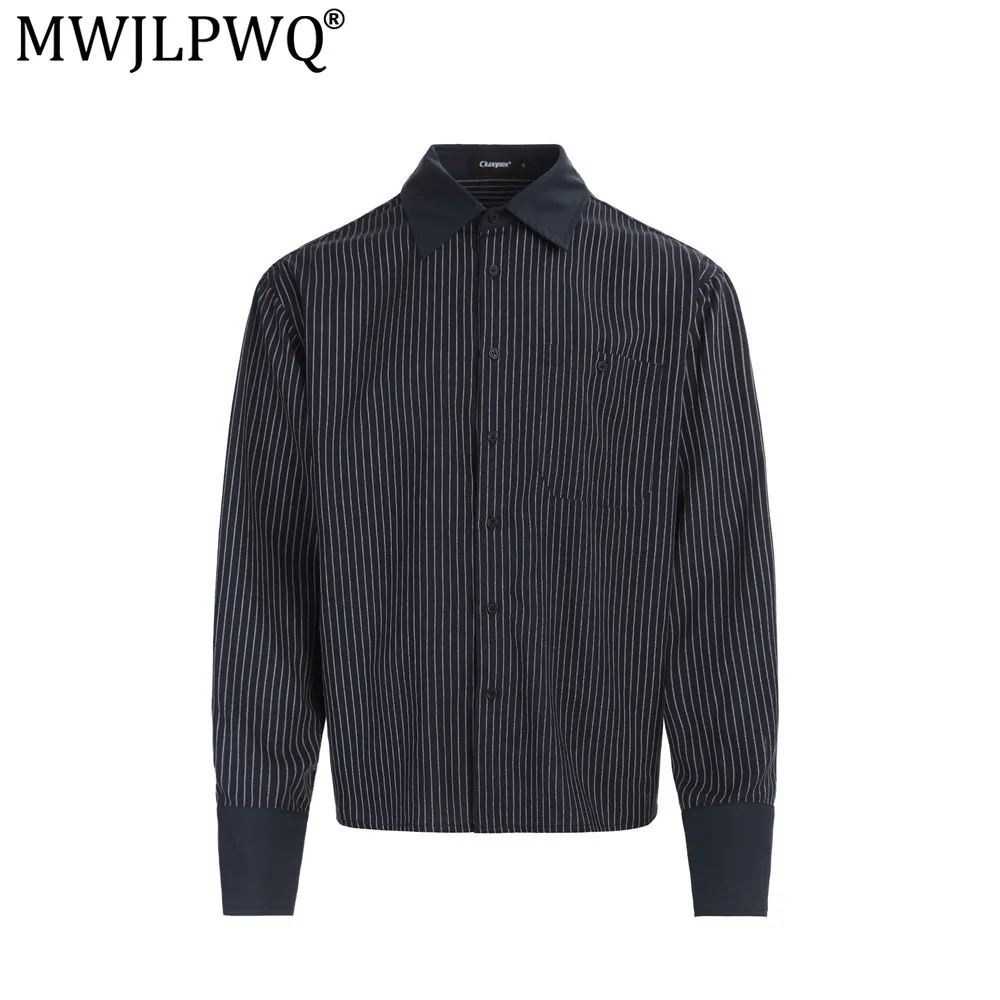 MWJLPWQ American-Style Trendy Vertical Striped Long-Sleeve Shirt For Men Loose Casual Suitable Spring Autumn Vibe Tops 21071