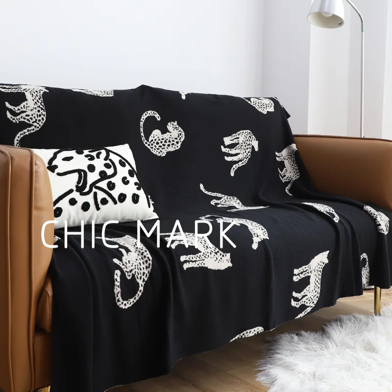 Withered Modern Luxury Leopard Blanket Knitted Blanket Retro Living Room Sofa Blanket Leisure Blanket Homestay Blanket Bed Tail