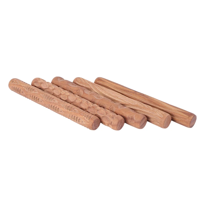 10PCS Pottery Tools Wood Hand Rollers For Clay Clay Stamp Clay Pattern Roller