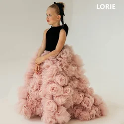 LORIE A-Linie Blumenmädchenkleider Ärmellos Applikationen Rosa Kleid Baby Mädchen Kleider Weihnachten Geburtstagsgeschenk Maßgeschneidert 2025
