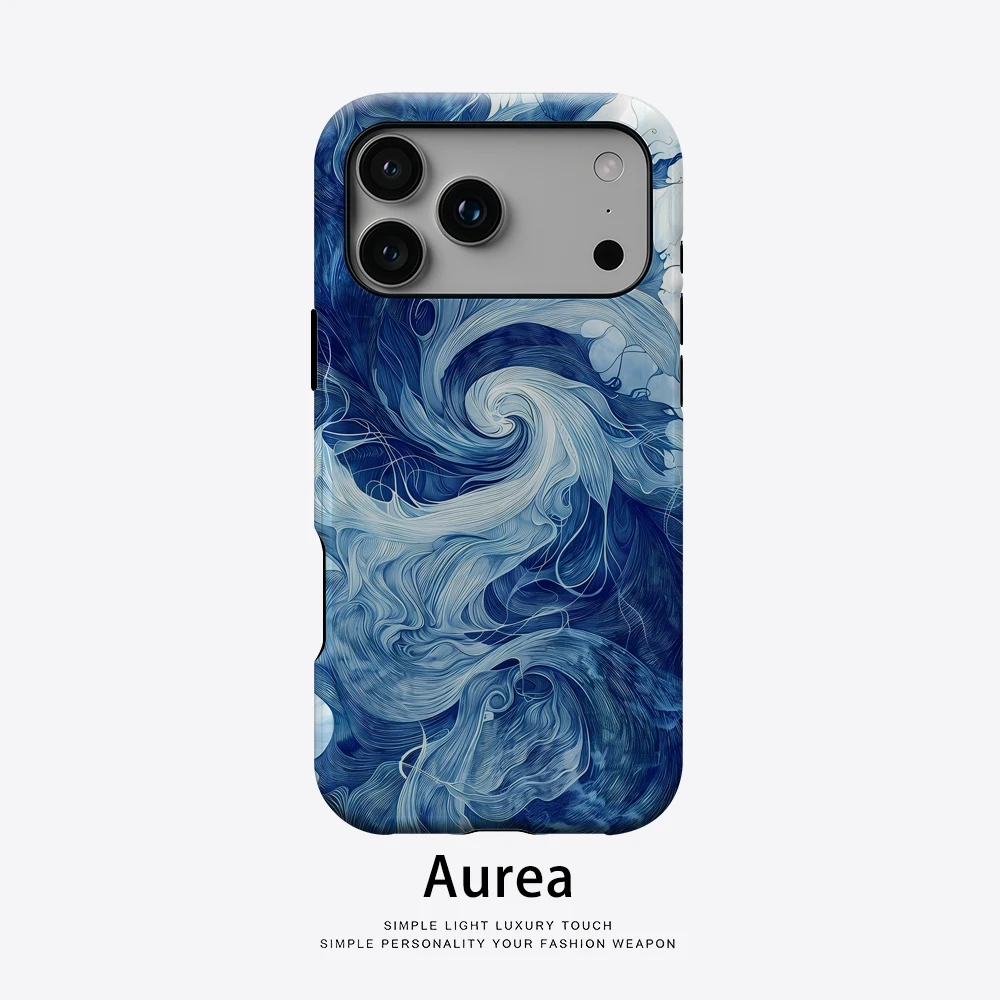 Blue Swirl Abstrakte Kunst Handyhülle für magnetische Handyhülle für IPhone 17 16 15 14 13 Pro Max Plus Single Double-Layer Tough Case