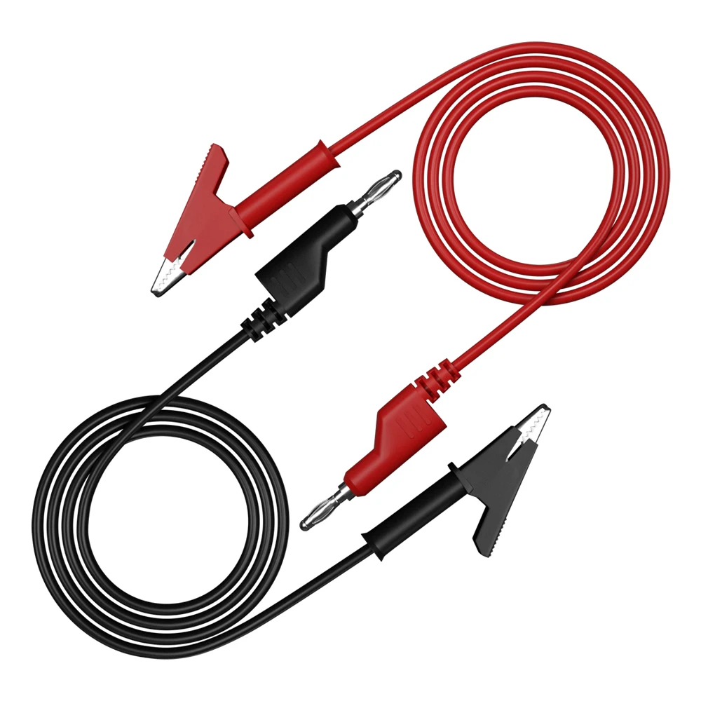 JZDZ-Cable Banana a pinza de cocodrilo, 2 piezas, 4mm, multímetro, cables de prueba, Cable de puente, 1m/3,3 pies, rojo, negro