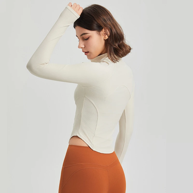 

Женские спортивные куртки для йоги с текстурированным изогнутым краем, куртка для бега с длинными рукавами, толстовки для тренировок, уличное пальто для спортзала и фитнеса, женское пальто