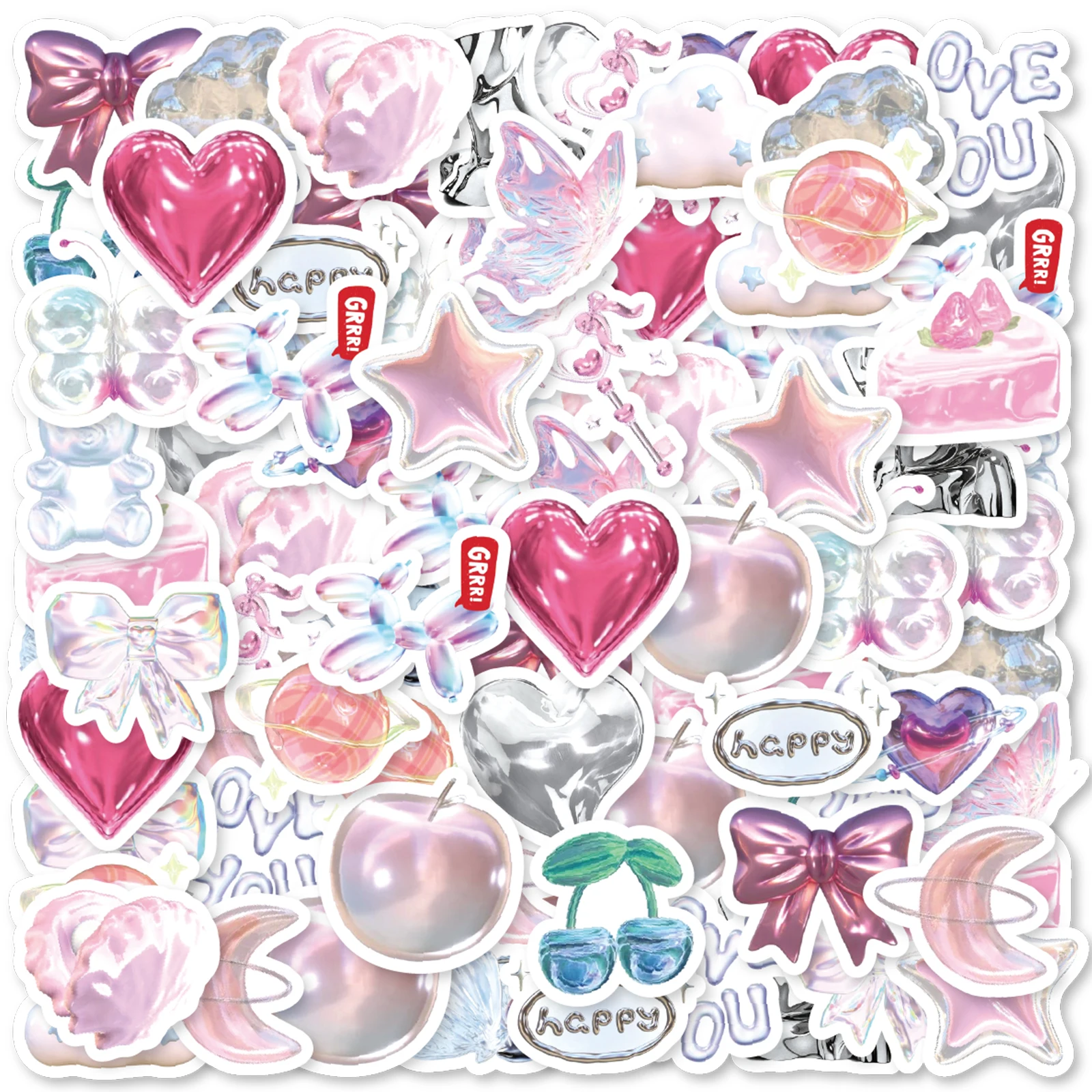 46pcs Love Balloon Cute Graffiti Stickers Decorated Notebook Water Cup Diary Suitcase Guitar Classic Toy Scrapbook DIY Decal