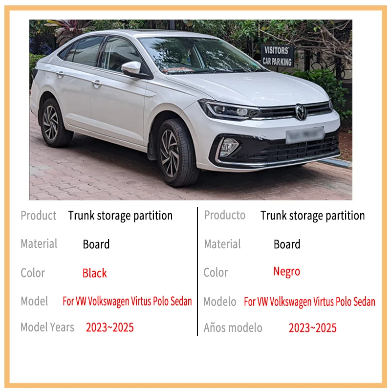 For VW Volkswagen Virtus Polo Sedan 2023~2025 Car Trunk Storage Partition Multi-function Storage Box Auto Interior Accessories