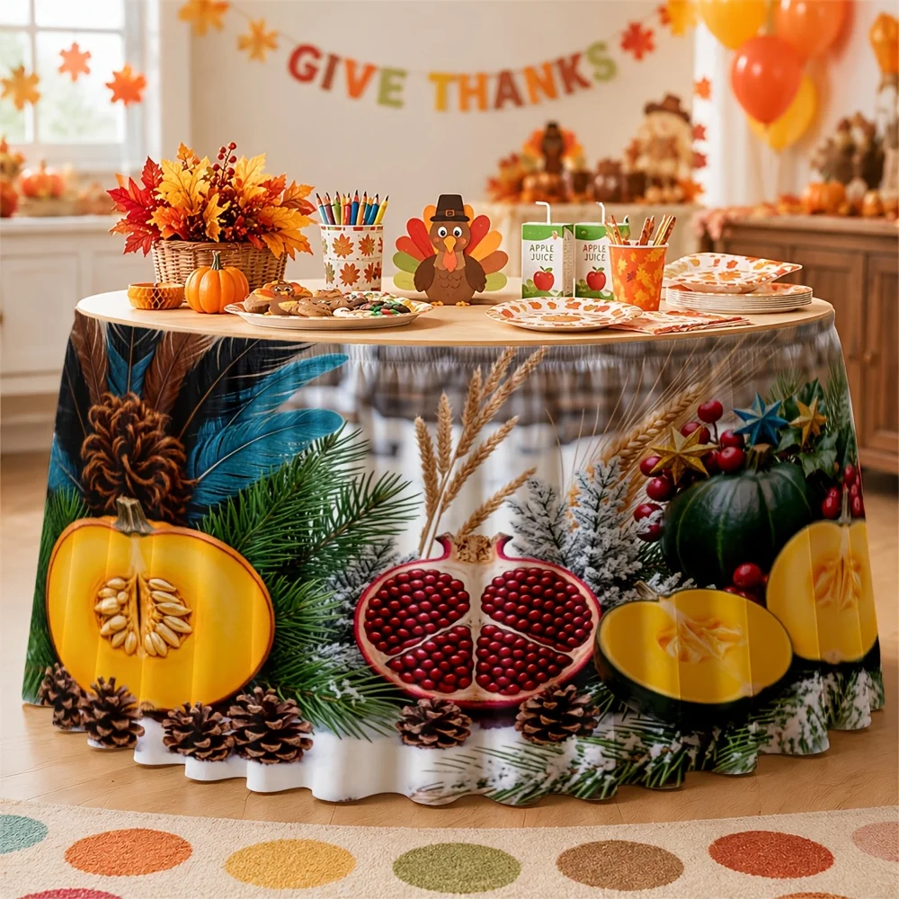 Thanksgiving dinner decoration - Rural farmhouse kitchen dining room holiday table setting - Autumn seasonal display