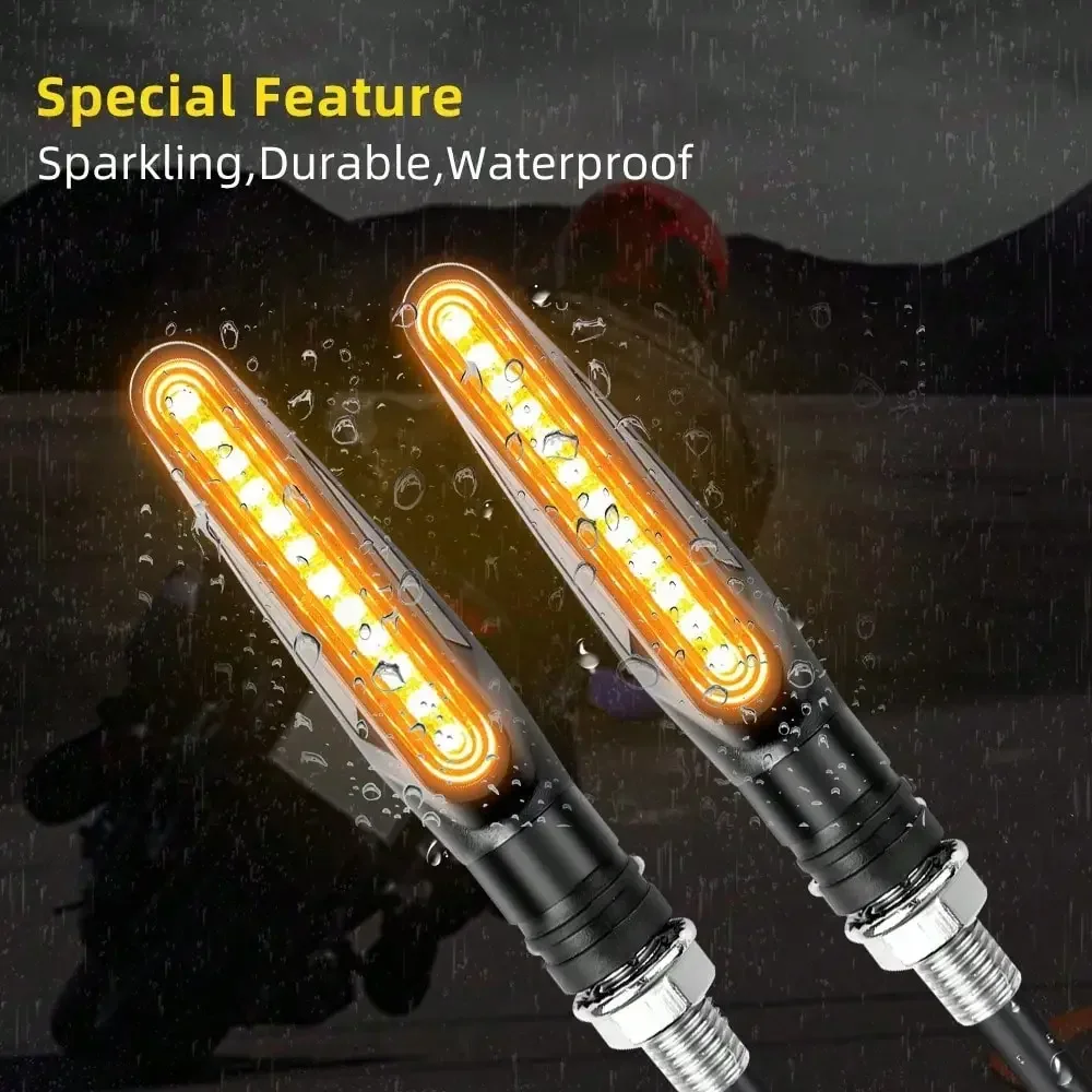 2PCS Universal LED Motorcycle Turn Signal Light 12v IP68 Waterproof Amber Flasher Indicator Blinker Rear Lights Lamp Accessories