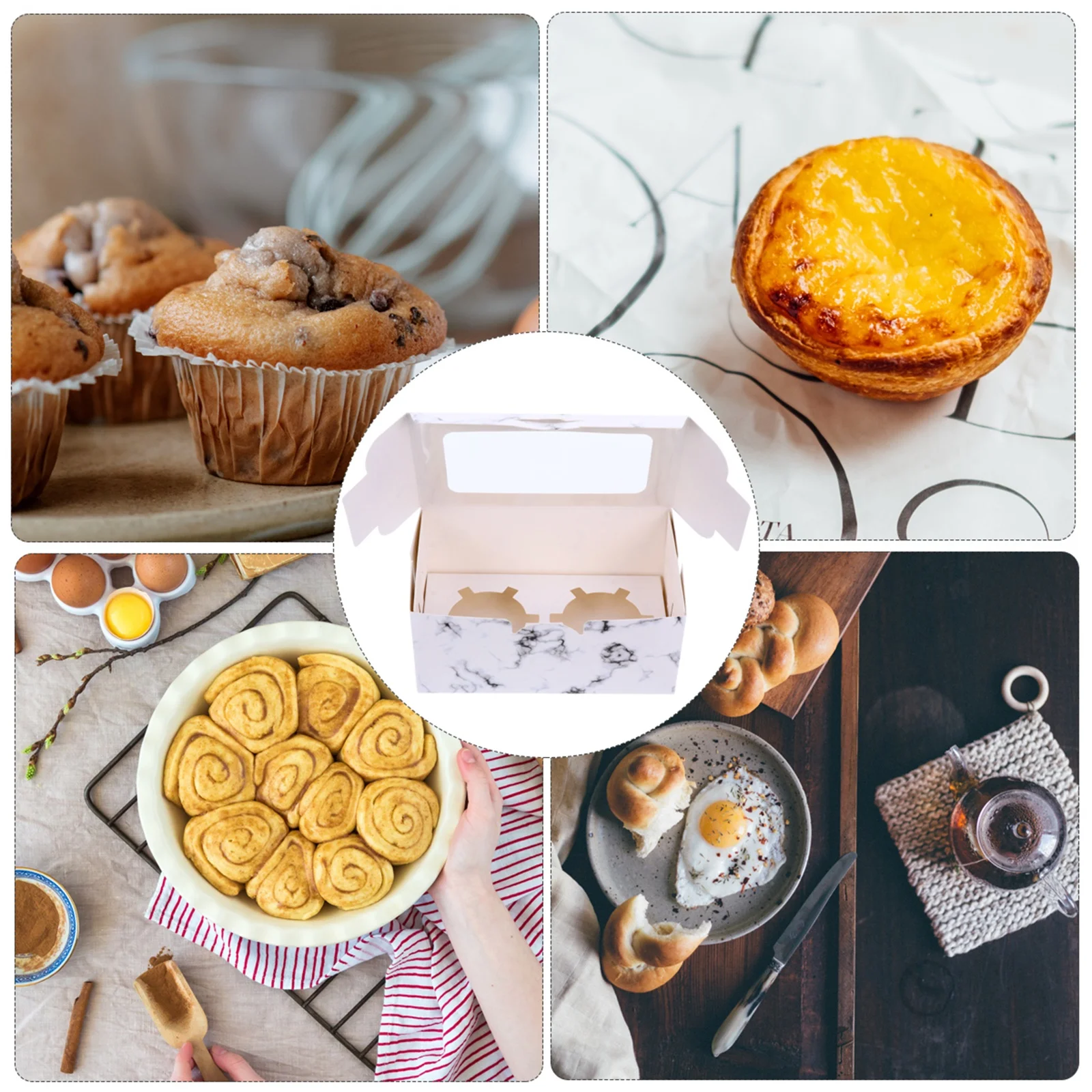 

10pcs Egg Tart Cake Boxes Food Grade Paper Thick Safe Decorative Clear Window Suitable Occasions Baby Shower Bridal