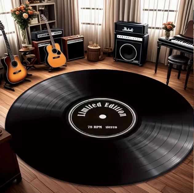 Retro Record Pads Are Lightweight Durable Machine Washable Round Design Carpet and Home Decor