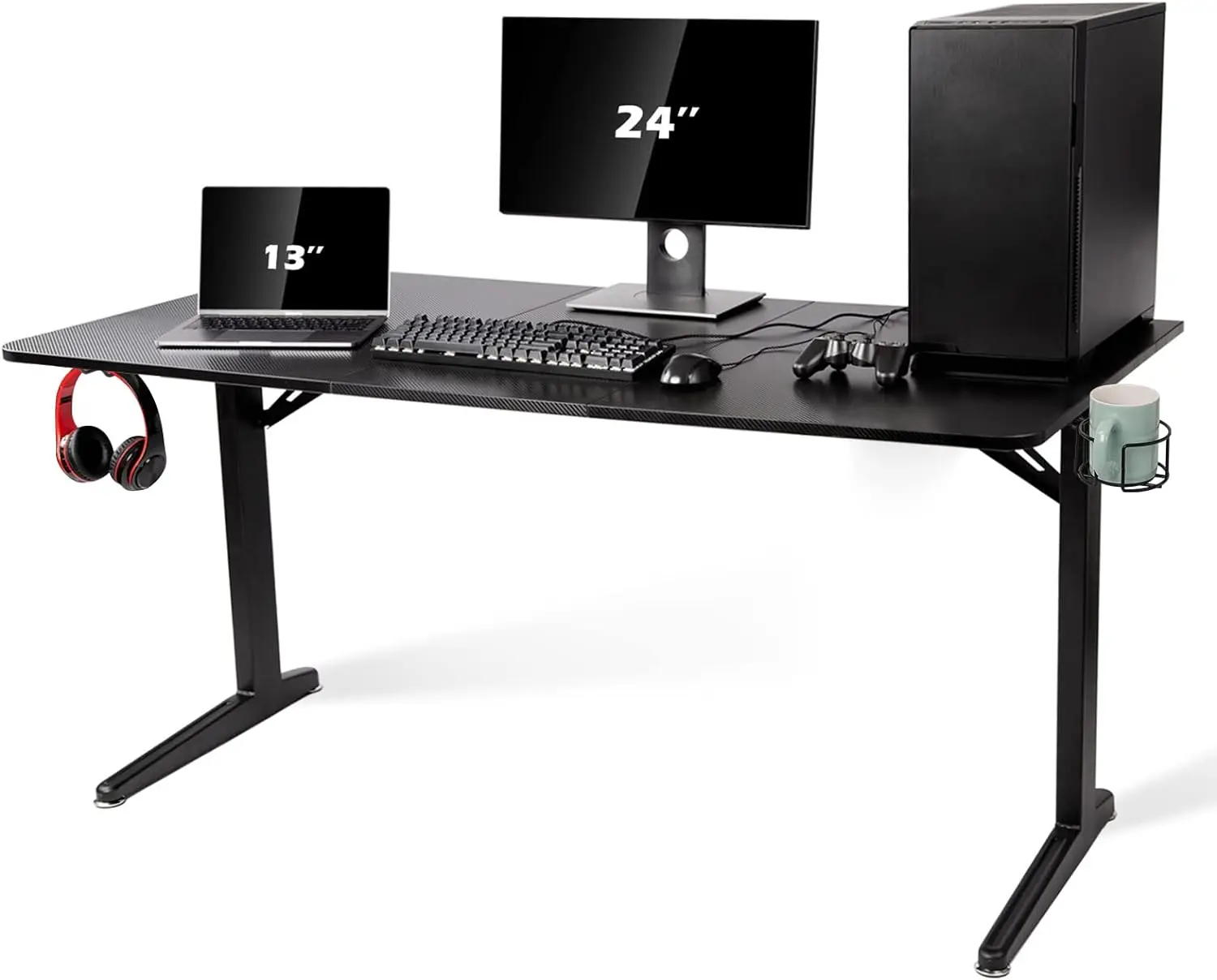 

TOPSKY Gaming Desk Large Surface 63’’x31.5’’ with Cup Holder, Headphone Hook and Cable Management (Black)