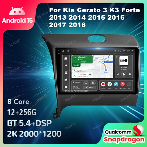 Radio de coche Android 15 para Kia Cerato 3 K3 Forte 2013 2014 2015 2016 2017 2018 Multimedia BT 4G LTE Autoradio 5G WIFI GPS estéreo