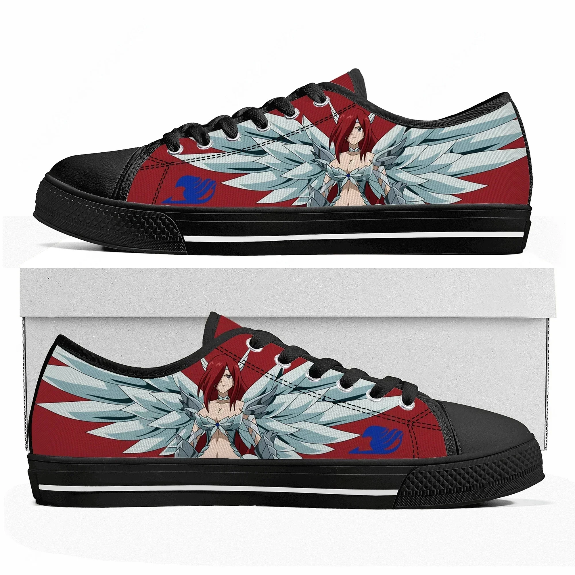 

Manga Erza Scarlet Anime Fairy Tail Low Top Sneakers Mens Womens Teenager High Quality Canvas Sneaker Couple Shoes Custom Shoe
