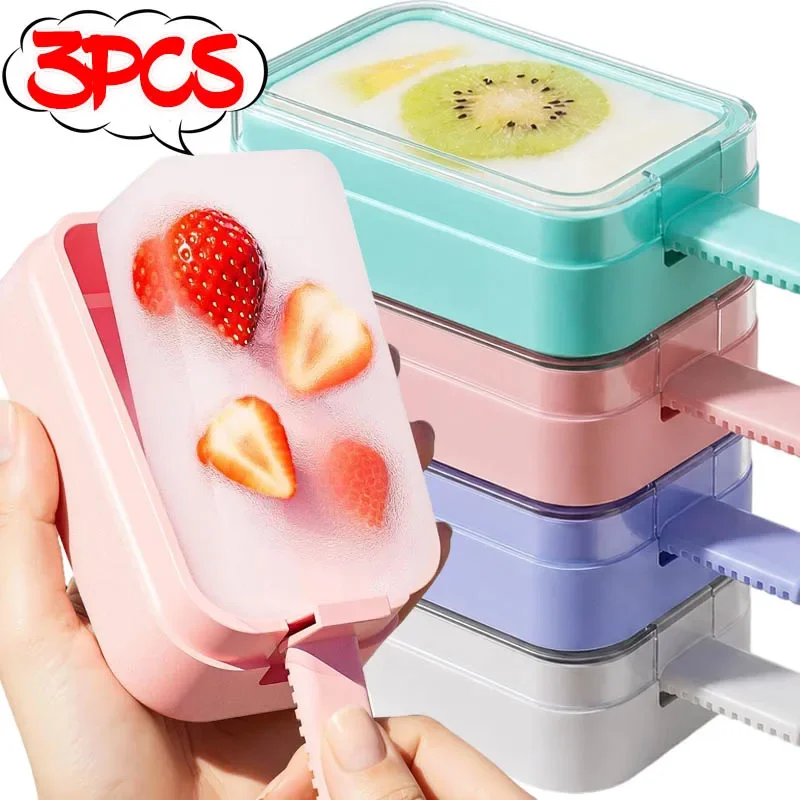 Newest Silicone Popsicles Mold with Lid and Sticks Reusable Easy Demoulding Homemade Ice Cream Maker Tool for Juice Yogurt Fruit