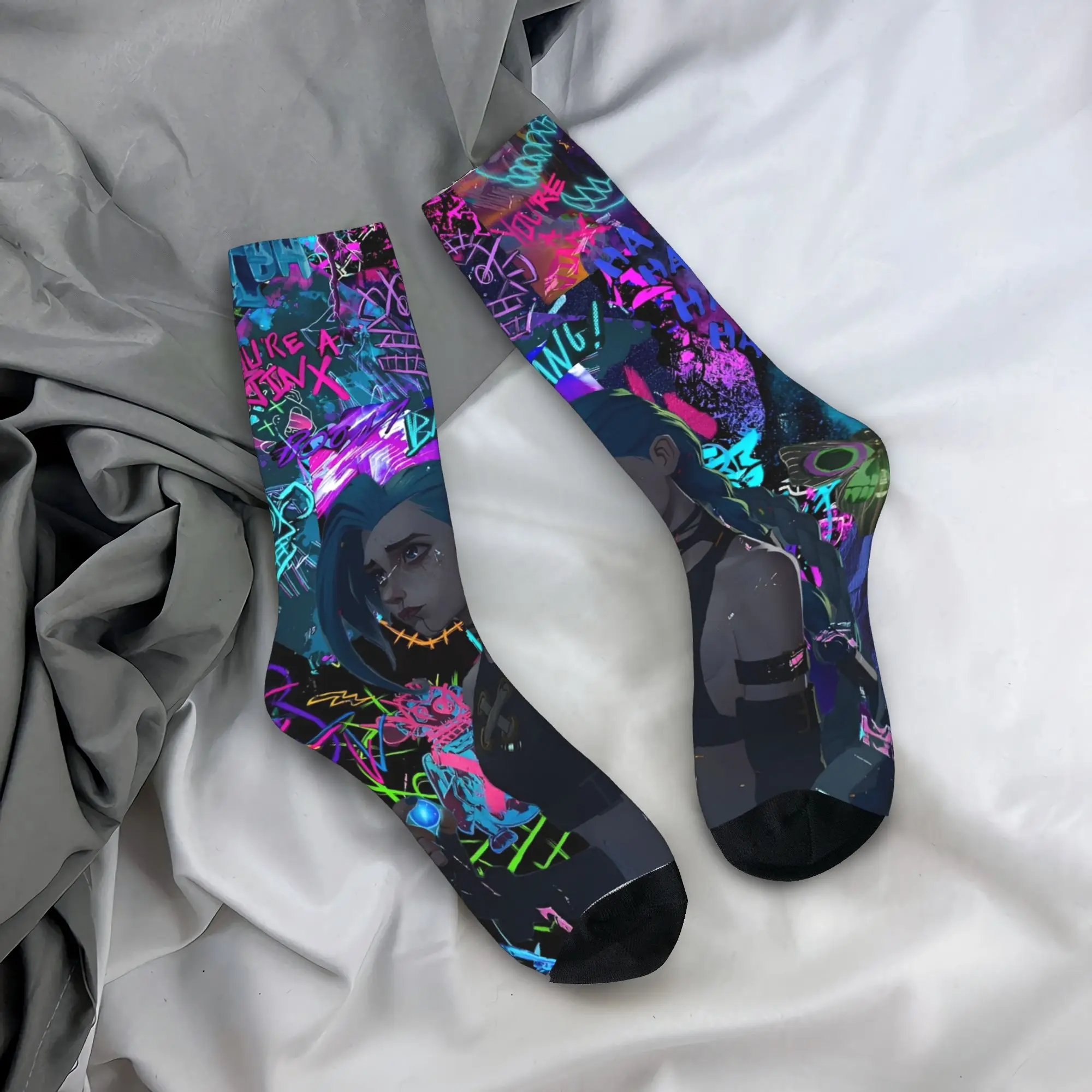 Jinx Monkey  Arcane (12) Stockings  Design Fashion Socks Autumn Anti Skid Socks Women Men Running Comfortable Socks
