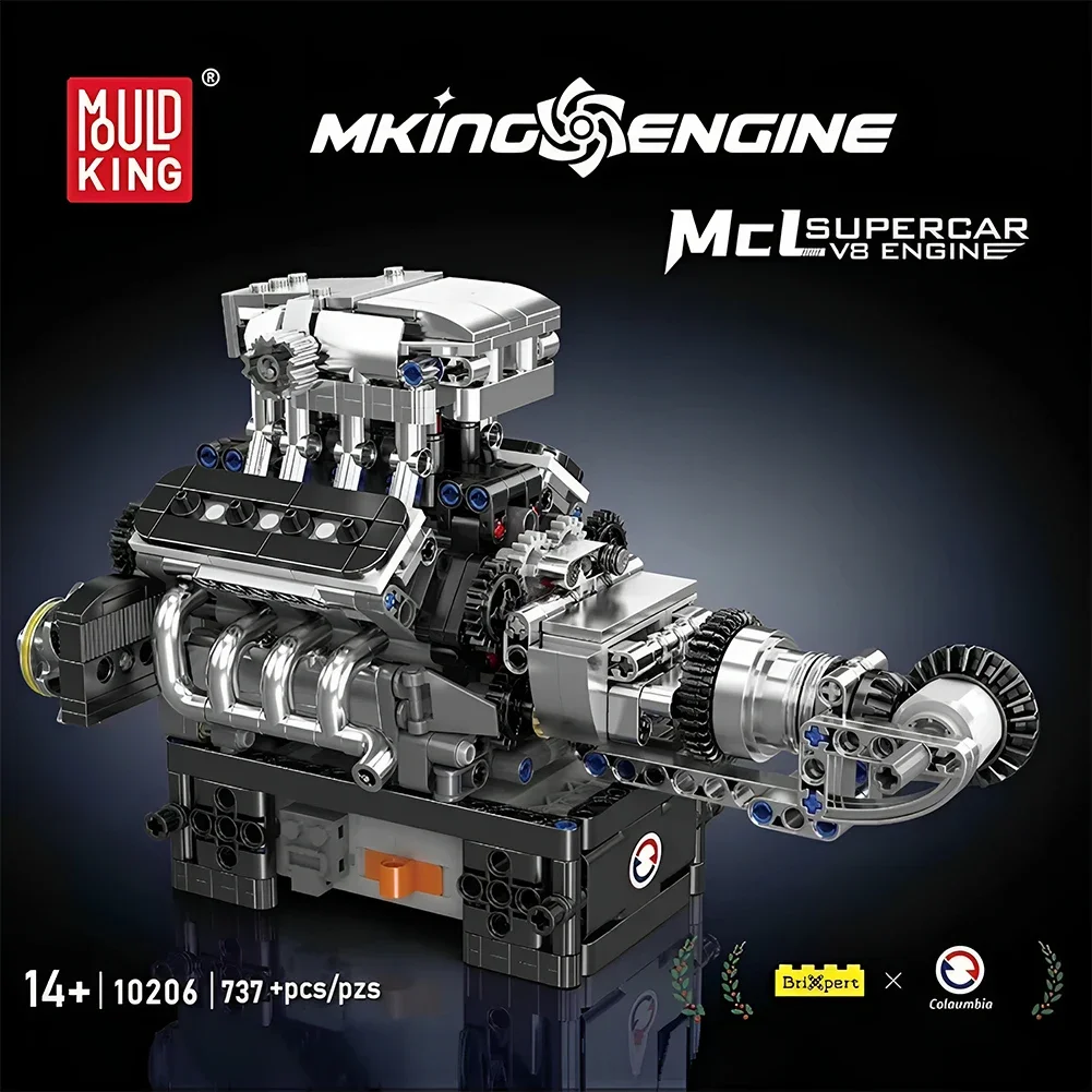 Mould King 10206 MCL Sport Car V8 Engine Building Blocks Bricks Technical Car Motorized Simulation Model Toys Gift (737pcs)