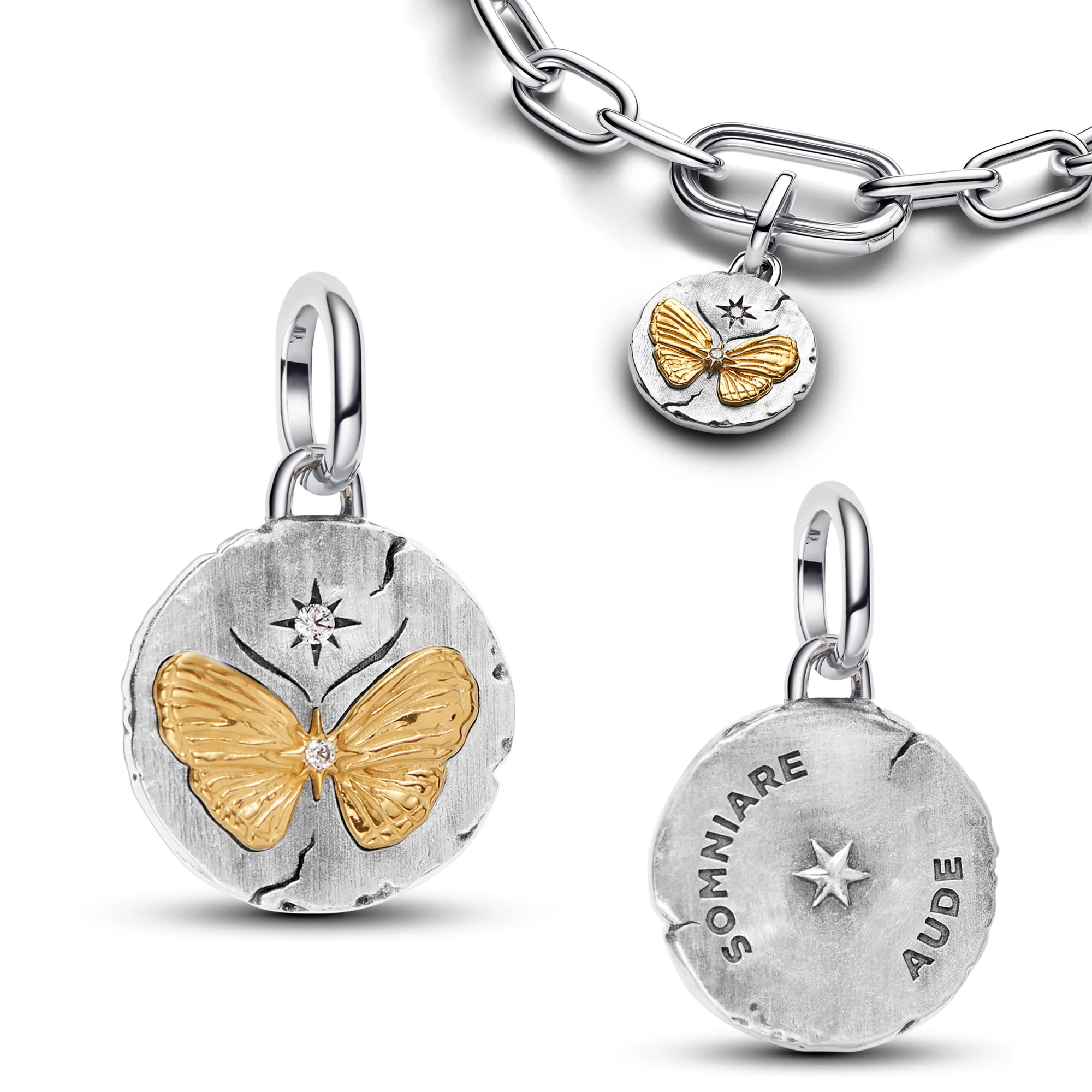 925 Sterling Silver Zodiac Horoscope Charms Medallion Coin Sun Moon Butterfly Rose Compass Rudder Pendant Fit Bracelet Jewelry view 5