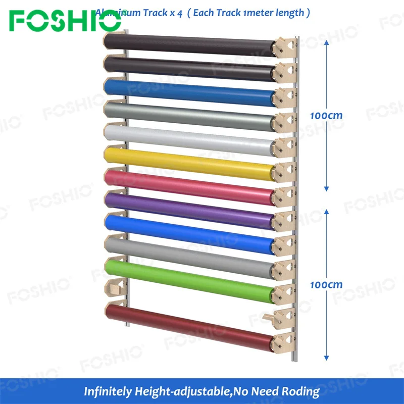 Foshio Wooden 6 Pairs No-Rod Sliding Rail Film Wooden  Wrapping Roll Holder And Rack