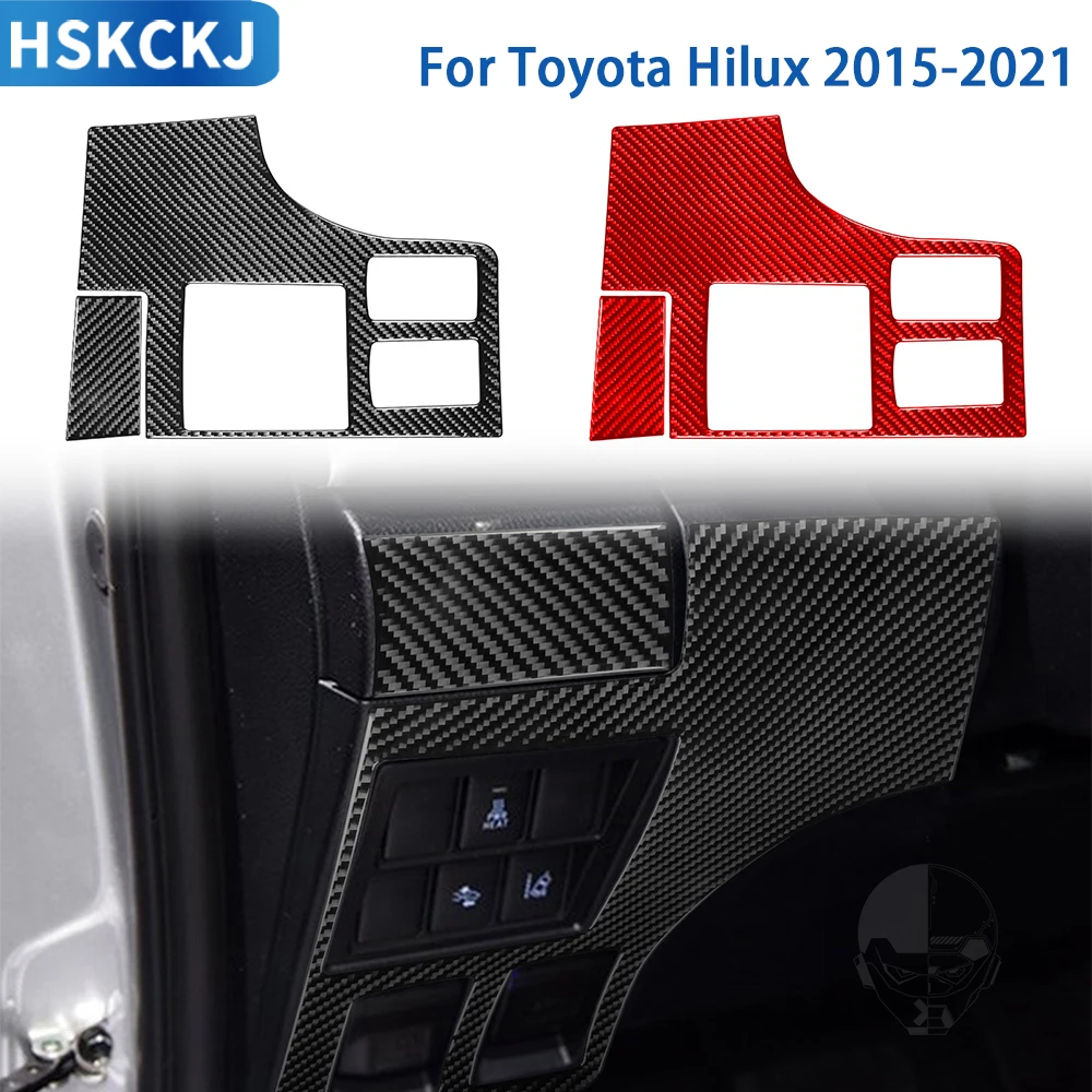 

For Toyota Hilux 2015 2016 2017 2018 2019 2020 2021 Carbon Fiber Accessories Interior Car Engine Hood Switch Panel Trim Sticker