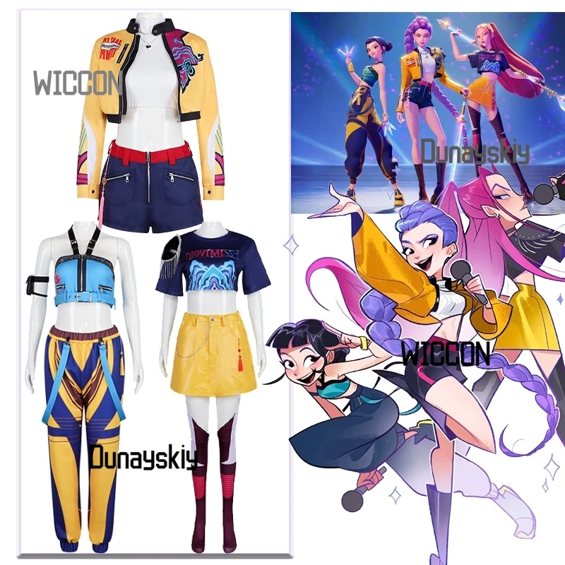 

Huntrix KPop Demon Hunters Rumi Mira Zoey Cosplay Costumes jirai kei Y2K cool kawaii anime full set Halloween party cosplay