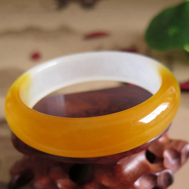100% Real Jade Yellow Chalcedony Retro High-grade Bracelet Bangles Lady Party Jewelry Lucky Accessories
