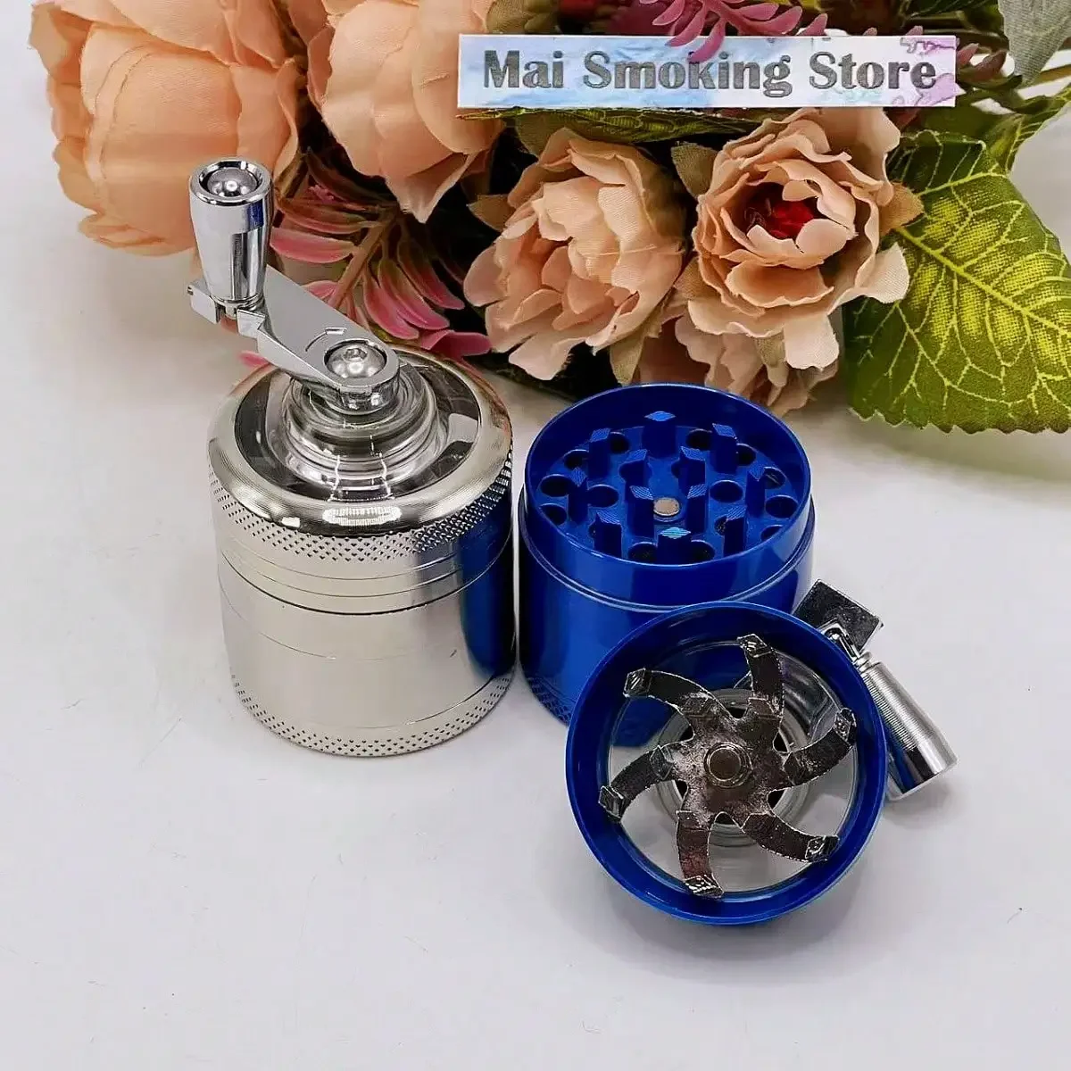1.6inch Handle Herb Grinder 4-layer Manual Spice Mill Metal Pepper Salt Mortar  Grass Tobacco Grinder Cigarette Accessories