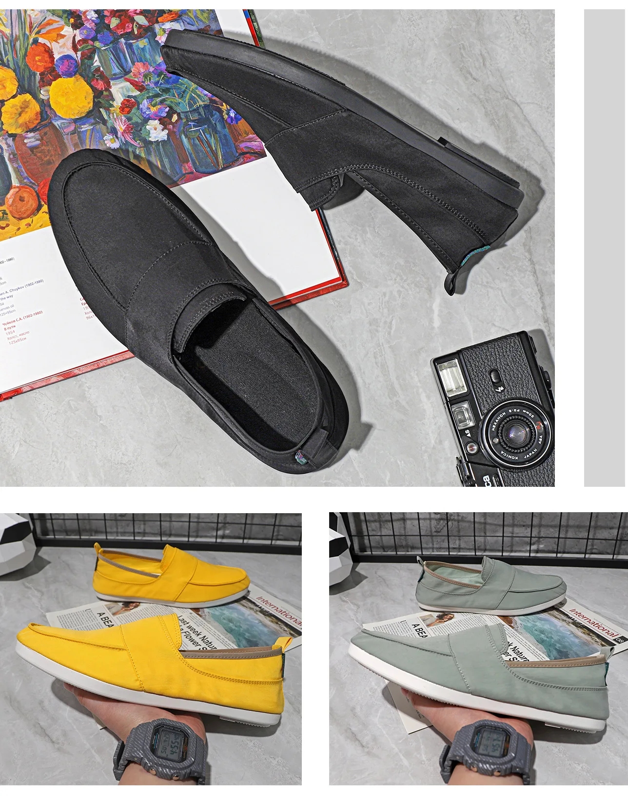 Men Summer Moccasin Shoes Light Sole Male Soft Canvas Loafers Casual Shoes Slip On Shallow Upper Latex Insole Driver Shoes 39-44 image 4