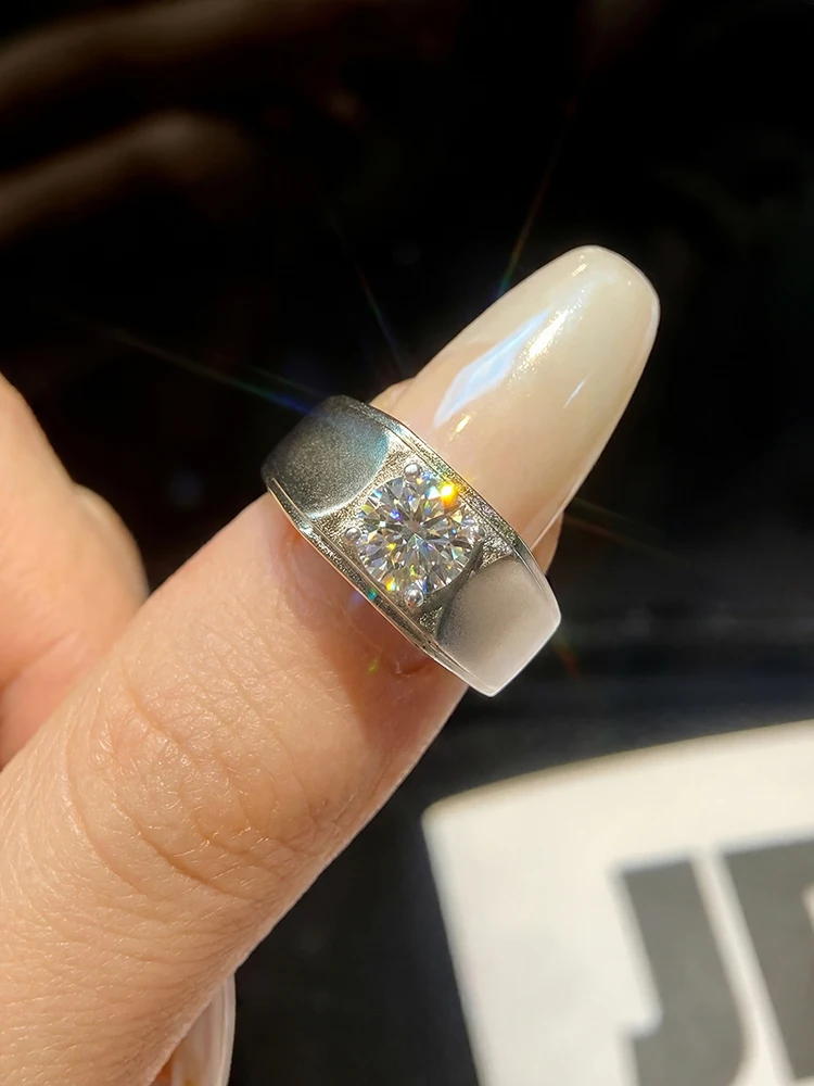 Wunderschöne 1CT D-Farbe Concise zertifizierte Moissanit-Diamant-Verlobungsringe für Herren, echter Luxus, Hochwertiger Hochzeitsschmuck – Detail 2