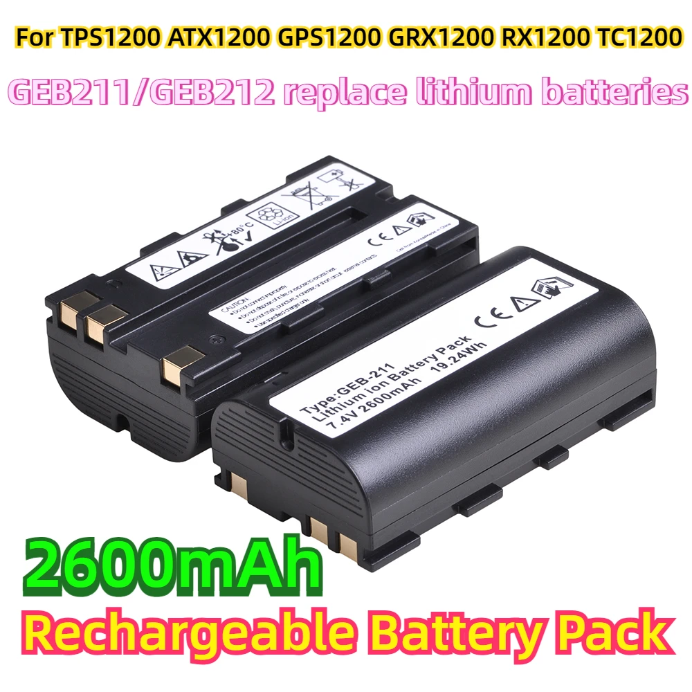 For TPS1200 ATX1200 GPS1200 GRX1200 RX1200 TC1200 Total Station 2600mAh GEB211 GEB212 Rechargeable Battery Pack