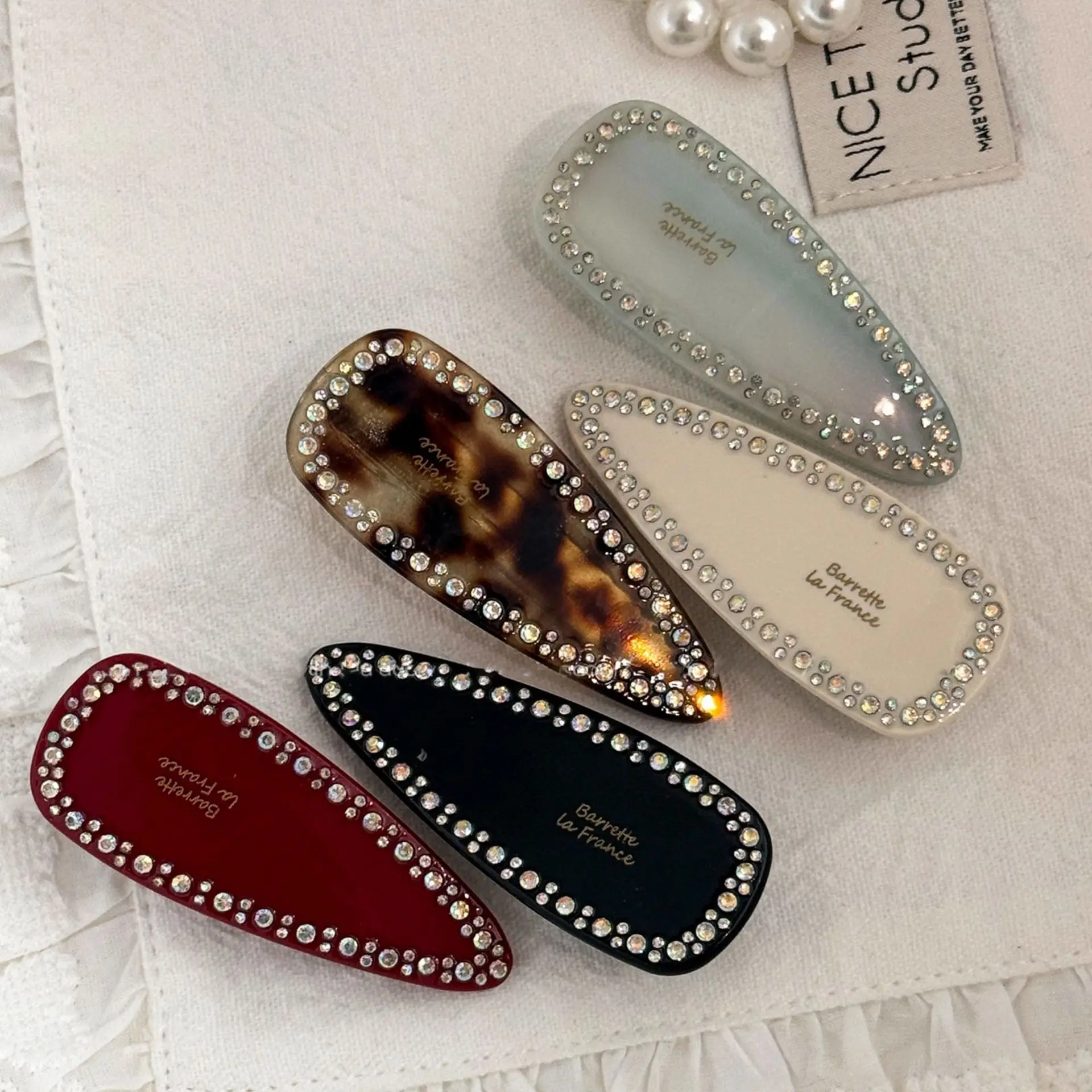 Rhinestone Water Droplet Shaped Bangs Hairpin Women Acrylic Barrettes Korean Female Hair Side Clip Jewelry Girls Accessories New