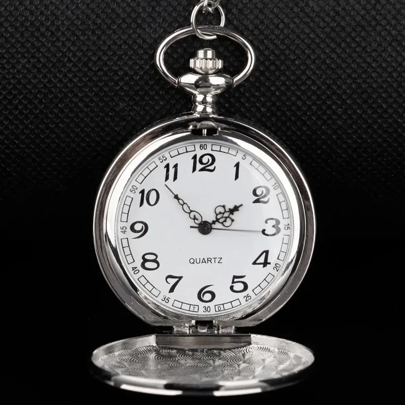 Classical Silver Polish Quartz Men Pocket Watch Pendant Chain Smooth Pocket Watches for Women Men Relogio De Bolso Gift
