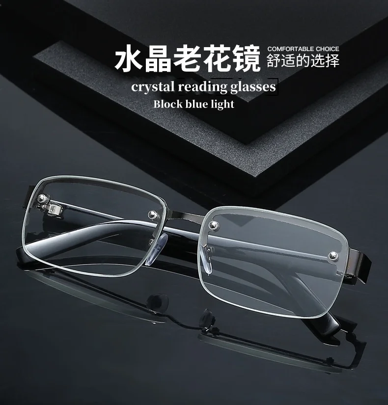 High-quality Half-frame Reading Glasses for Mens Natural Original Stone Presbyopia Glasses очки для чтения мужские +2.0