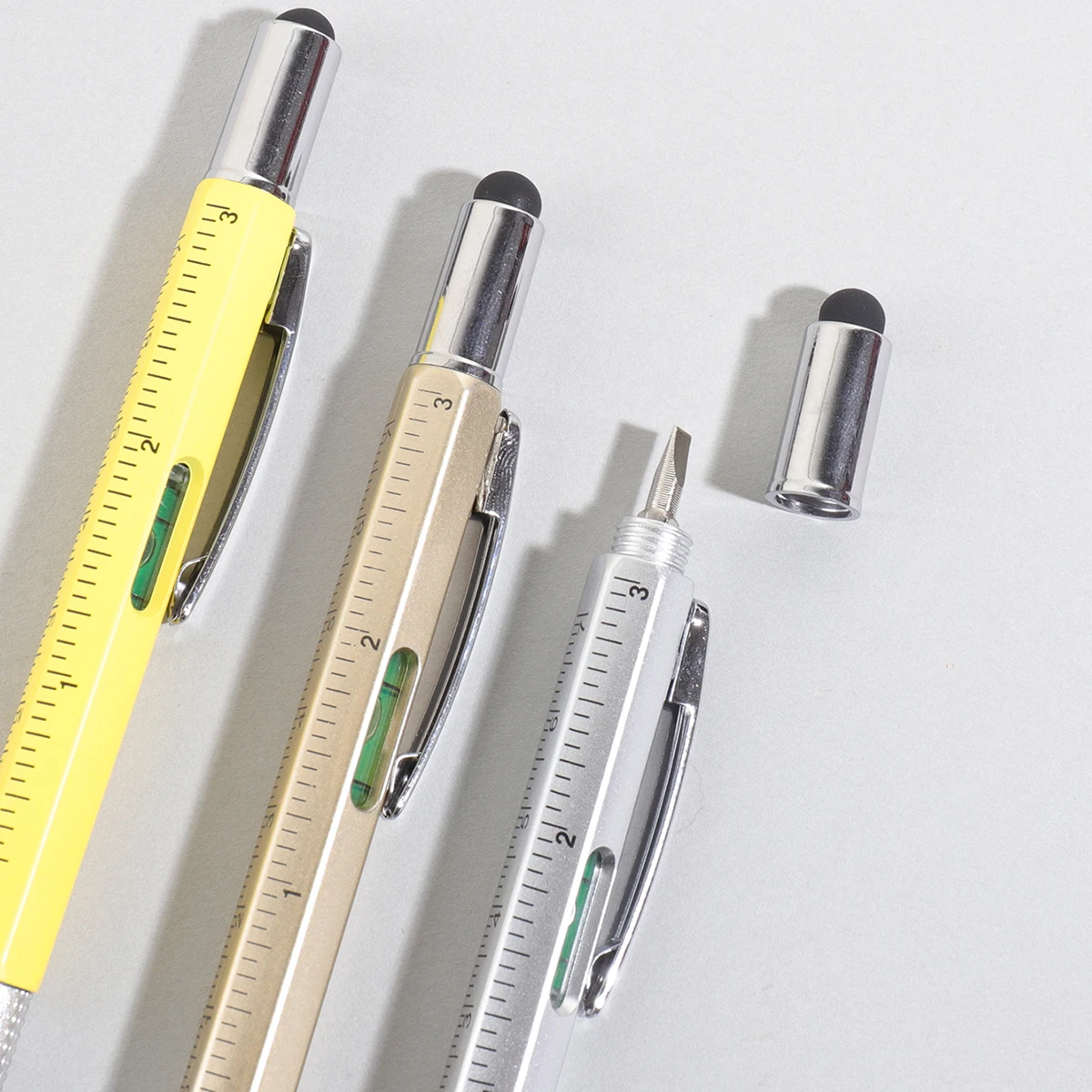 6 In1 Multifunction Ballpoint Pen with Modern Handheld Tool Measure Technical Ruler Screen Stylus Screwdriver Touch Spirit Level