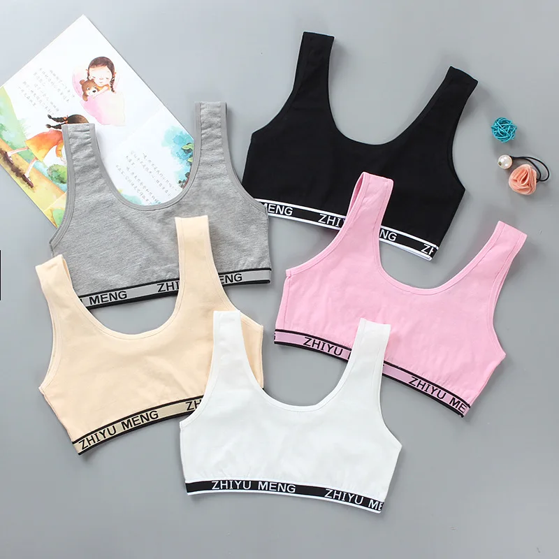 1/3PC Kids Cotton Sports Training Bra Children Underwear Girls Crop Top 8-14 Years