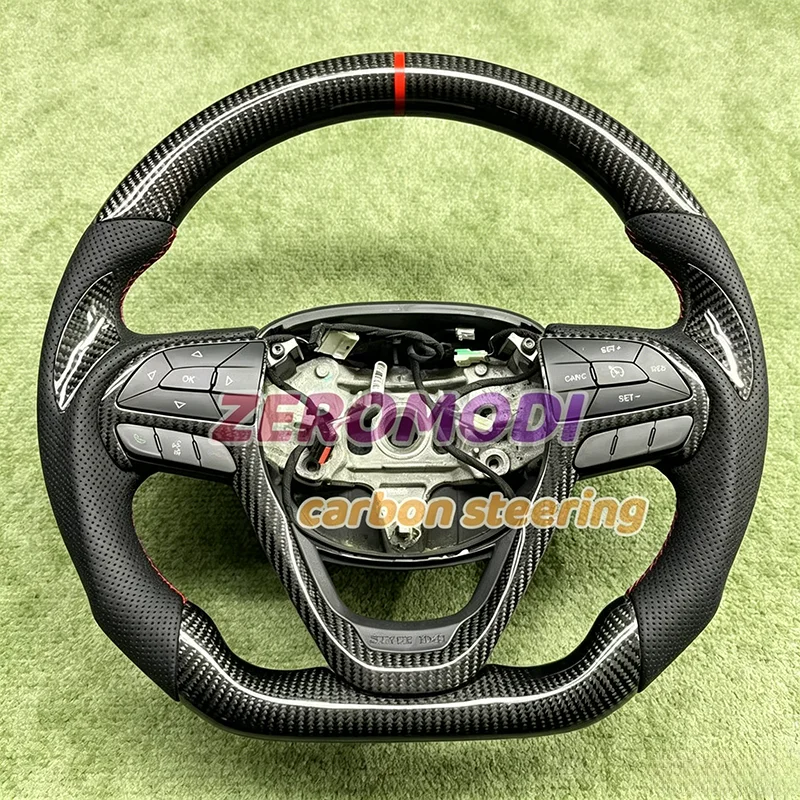 D-Shape Real Carbon Fiber Steering Wheel with Perforated Leather For Jeep Cherokee 2014-2023 Sport Custom Car Steering Wheel