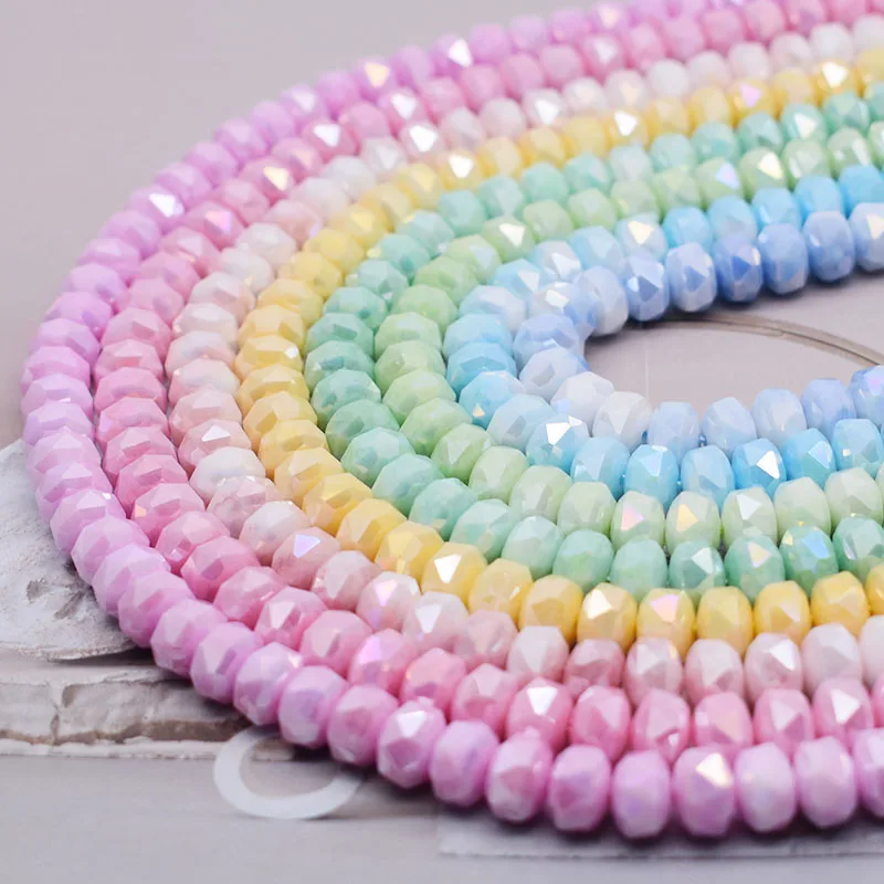 Macaron Color 8mm 30pcs/bag Wheel Shape Glass Beads Faceted Round Ball Glass Loose Beads For Jewelry Making DIY
