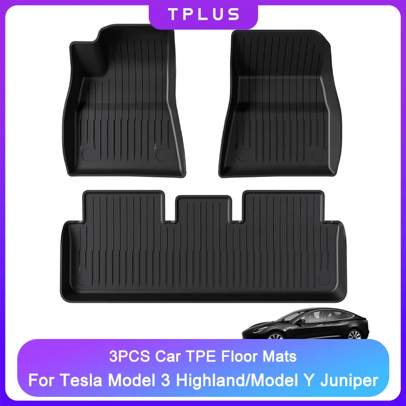

Коврики Model Y Juniper для Tesla Model 3 Highland TPE Cargo Liner Всепогодные водонепроницаемые нескользящие автомобильные защитные коврики 3 шт.