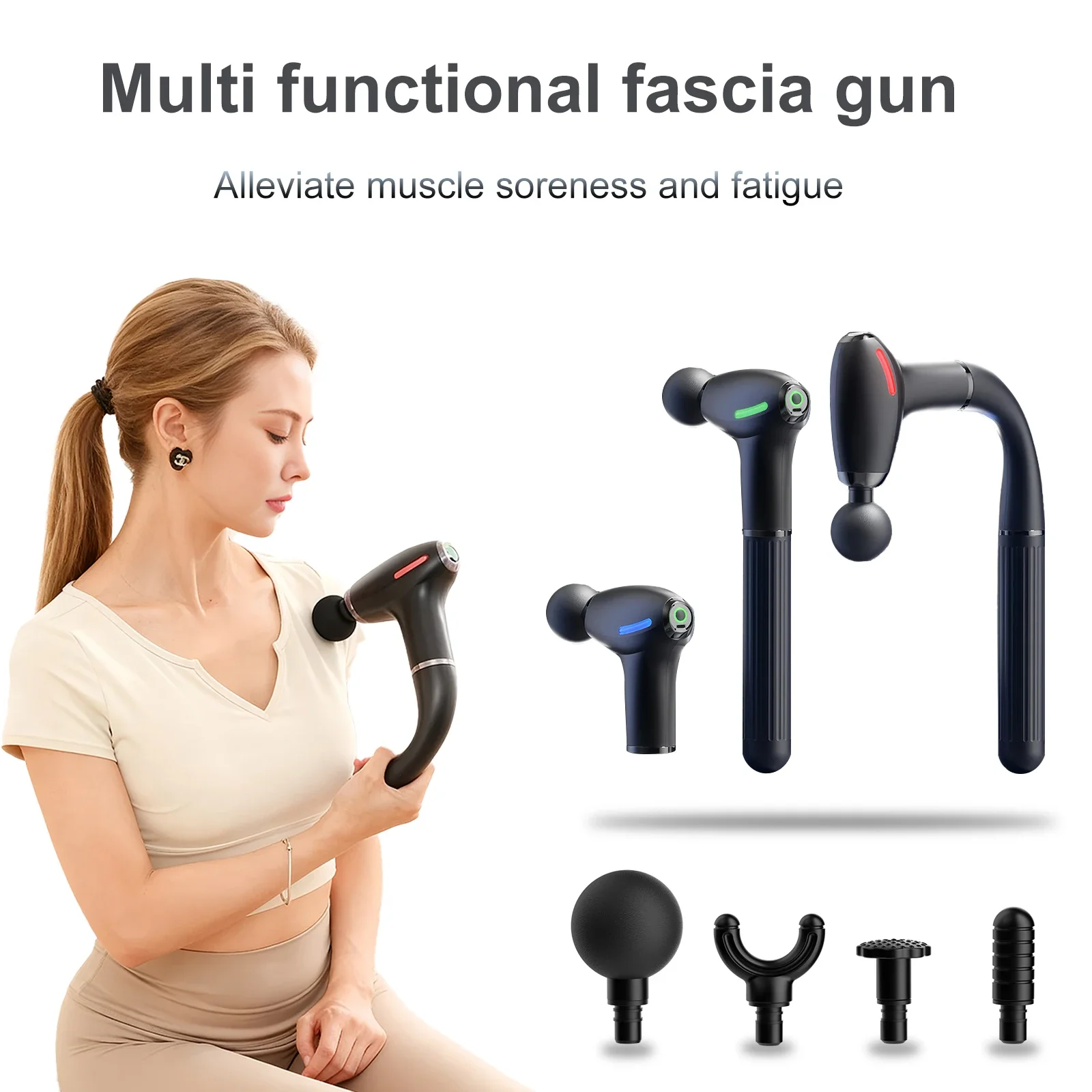 Mulit functional fascia gun with Extended Handle Percussion Back Massager for muscle relaxation  Back Waist Body Massage