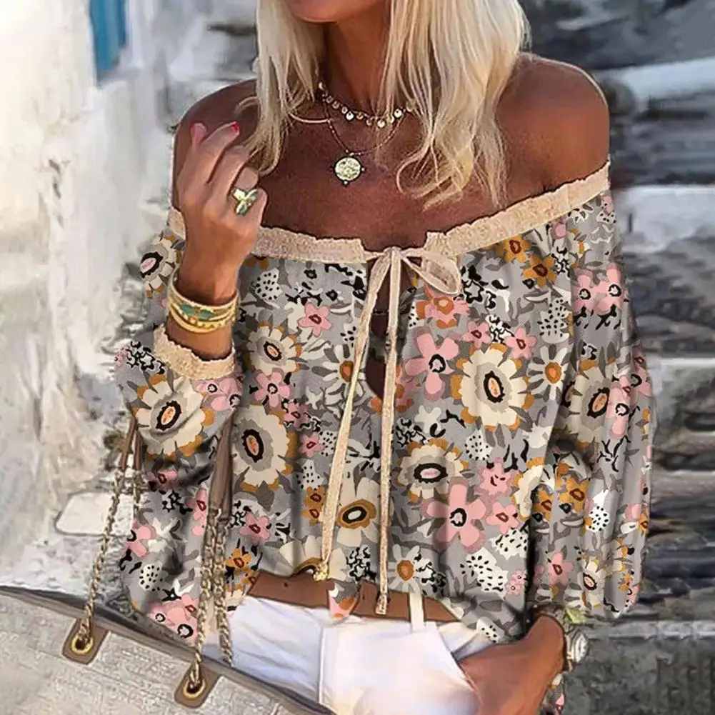 

Women Shirt Stylish Comfortable Shirt Blouse Ethnic Style Bohemia Vintage Printing Pullover Top Female Clothing