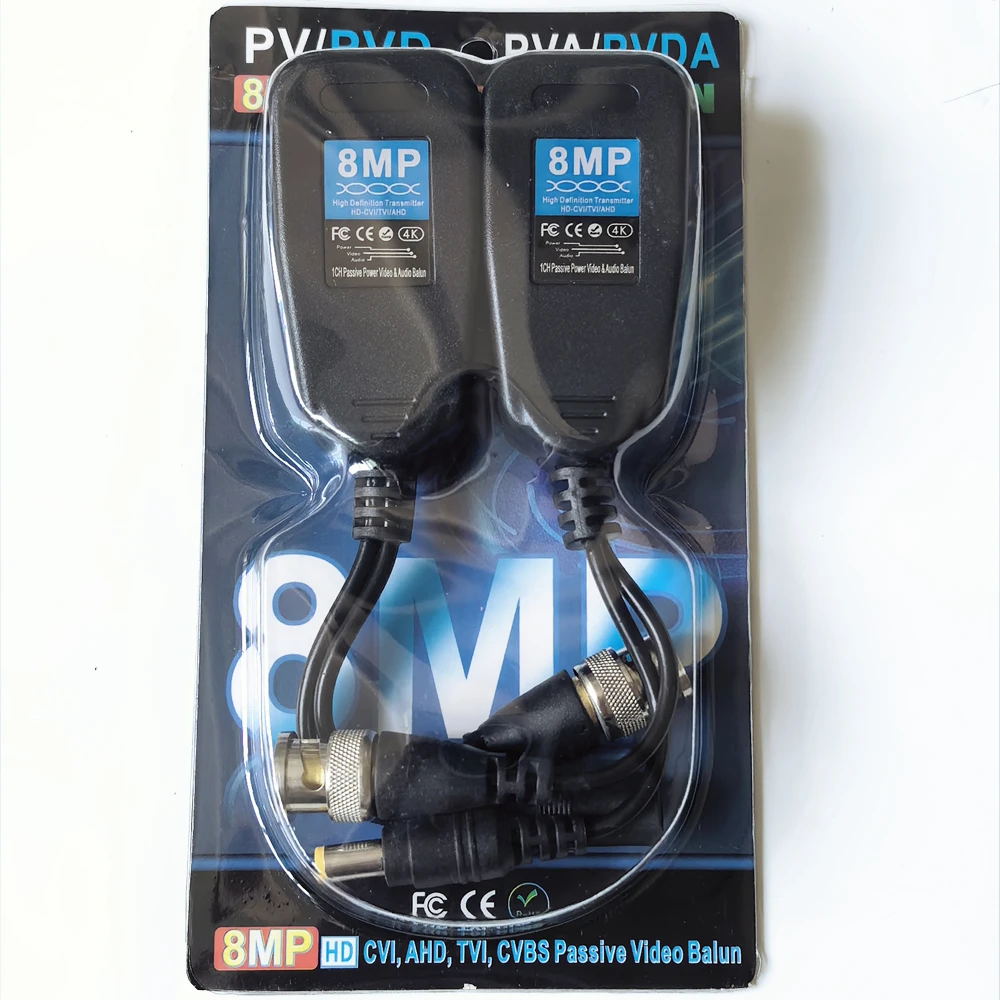 4K 1CH Passive Balun RJ45 CCTV Video Transceiver Coax BNC Supply Power to RJ45 Connector For 2MP 5MP 8MP AHD/TVI/CVI Cameras