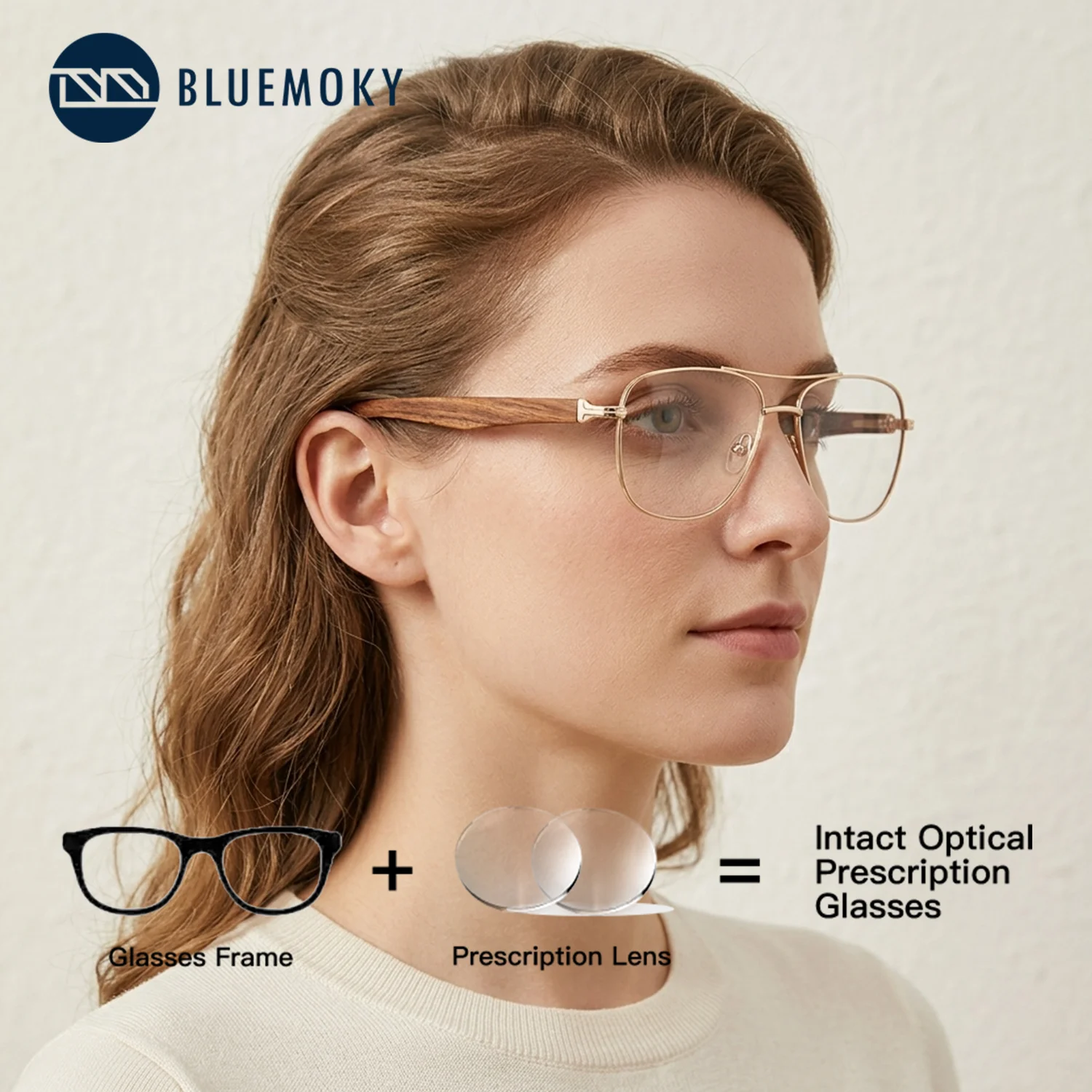 

BLUEMOKY Metal Pilot Prescription Eyewear Photochromic Anti Blue Light Myopia Glasses Woman Summer Optical Eyeglasses