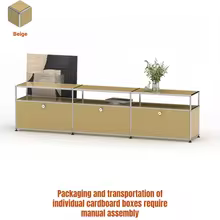 Modern Modular Low TV Cabinet｜3-Tier Sideboard with Drop Doors｜Steel Frame Storage Bench Unit | Minimalist Low Media Console - AliExpress 